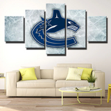 Vancouver Canucks Scratched Ice Logo NHL Hockey 5 Piece Canvas Wall Art Painting Wallpaper Poster Picture Print Photo Decor