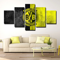 Borussia Dortmund Bundesliga Football Club Team Logo 5 Piece Canvas Wall Art Painting Wallpaper Poster Picture Print Photo Decor