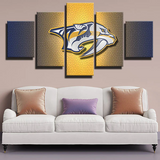 Nashville Predators NHL Hockey Team Gradient Logo 5 Piece Canvas Wall Art Painting Wallpaper Poster Picture Print Photo Decor