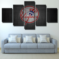 New York Yankees MLB Baseball Team Logo Dark Emblem 5 Piece Canvas Wall Art Painting Wallpaper Poster Picture Print Photo Decor