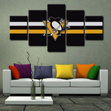 NHL Pittsburgh Penguins Hockey Sports Team Logo 5 Piece Canvas Wall Art Painting Wallpaper Poster Picture Print Photo Decor