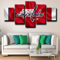 NHL Hockey Sports Team Washington Capitals Logo 5 Piece Canvas Wall Art Painting Wallpaper Poster Picture Print Photo Decor