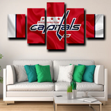 NHL Hockey Sports Team Washington Capitals Logo 5 Piece Canvas Wall Art Painting Wallpaper Poster Picture Print Photo Decor