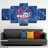 Winnipeg Jets NHL Hockey Sports Team Blue Ice Logo 5 Piece Canvas Wall Art Painting Wallpaper Poster Picture Print Photo Decor