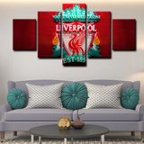 Liverpool FC Logo Premier League Football Club 5 Piece Canvas Wall Art Painting Wallpaper Poster Picture Print Photo Decor