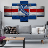 New York Rangers NHL Hockey Sports Team Logo 5 Piece Canvas Wall Art Painting Wallpaper Poster Picture Print Photo Decor