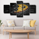 Anaheim Ducks NHL Hockey Sports Team Dark Logo 5 Piece Canvas Wall Art Painting Wallpaper Poster Picture Print Photo Decor