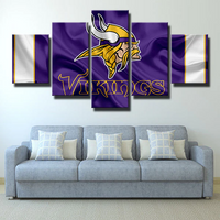 NFL Football Team Minnesota Vikings Logo Purple Silk 5 Piece Canvas Wall Art Painting Wallpaper Poster Picture Print Photo Decor