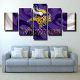 NFL Football Team Minnesota Vikings Logo Purple Silk 5 Piece Canvas Wall Art Painting Wallpaper Poster Picture Print Photo Decor