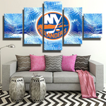 NHL New York Islanders Hockey Sports Team Logo 5 Piece Canvas Wall Art Painting Wallpaper Poster Picture Print Photo Decor