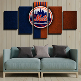 New York Mets Logo MLB Baseball Sports Team 5 Piece Canvas Wall Art Painting Wallpaper Poster Picture Print Photo Decor