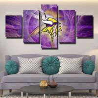 NFL Minnesota Vikings Football Sports Team Logo 5 Piece Canvas Wall Art Painting Wallpaper Poster Picture Print Photo Decor