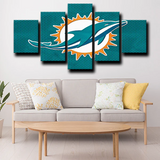 Miami Dolphins Blue Logo NFL American Football 5 Piece Canvas Wall Art Painting Wallpaper Poster Picture Print Photo Decor