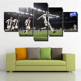 Serie A Team Juventus Players Celebrating Victory 5 Piece Canvas Wall Art Painting Wallpaper Poster Picture Print Photo Decor