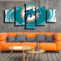 NFL American Football Miami Dolphins Team Logo 5 Piece Canvas Wall Art Painting Wallpaper Poster Picture Print Photo Decor