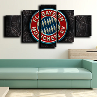 Bundesliga Team Bayern Munich Football Club Logo 5 Piece Canvas Wall Art Painting Wallpaper Poster Picture Print Photo Decor