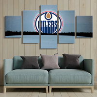 Edmonton Oilers NHL Hockey Sports Team Moon Logo 5 Piece Canvas Wall Art Painting Wallpaper Poster Picture Print Photo Decor