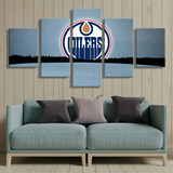 Edmonton Oilers NHL Hockey Sports Team Moon Logo 5 Piece Canvas Wall Art Painting Wallpaper Poster Picture Print Photo Decor