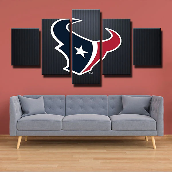 Houston Texans NFL Football Sports Team Logo stripe 5 Piece Canvas Wal ...