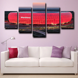 Allianz Arena Red Bayern Munich Football Stadium 5 Piece Canvas Wall Art Painting Wallpaper Poster Picture Print Photo Decor