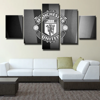 Manchester United FC Premier League Football Team Logo 5 Piece Canvas Wall Art Painting Wallpaper Poster Picture Print Photo Decor