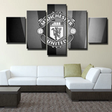 Manchester United FC Premier League Football Team Logo 5 Piece Canvas Wall Art Painting Wallpaper Poster Picture Print Photo Decor