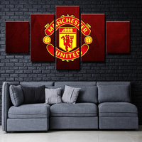 Manchester United The Red Devils Football Team Logo 5 Piece Canvas Wall Art Painting Wallpaper Poster Picture Print Photo Decor