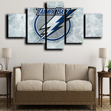 NHL Hockey Sports Team Tampa Bay Lightning Logo 5 Piece Canvas Wall Art Painting Wallpaper Poster Picture Print Photo Decor