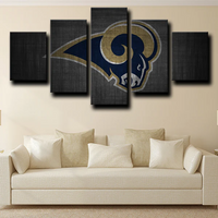 Los Angeles Rams Logo NFL Football Sports Team 5 Piece Canvas Wall Art Painting Wallpaper Poster Picture Print Photo Decor