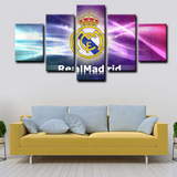 Real Madrid CF La Liga Team Colorful Logo 5 Piece Canvas Wall Art Painting Wallpaper Poster Picture Print Photo Decor