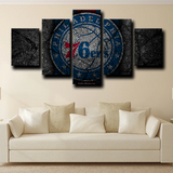 Philadelphia 76ers NBA Basketball Sports Team Logo 5 Piece Canvas Wall Art Painting Wallpaper Poster Picture Print Photo Decor