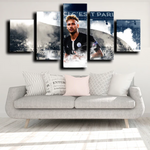 Neymar Jr. Paris Saint-Germain Forward Soccer Player 5 Piece Canvas Wall Art Painting Wallpaper Poster Picture Print Photo Decor