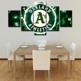 Oakland Athletics MLB Baseball Team Green Logo 5 Piece Canvas Wall Art Painting Wallpaper Poster Picture Print Photo Decor