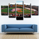 Baltimore Orioles MLB Baseball Field American Flag 5 Piece Canvas Wall Art Painting Wallpaper Poster Picture Print Photo Decor