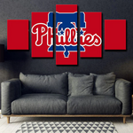 Philadelphia Phillies MLB Baseball Team Logo Red 5 Piece Canvas Wall Art Painting Wallpaper Poster Picture Print Photo Decor