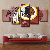 Washington Redskins NFL Football Team Lamination Logo 5 Piece Canvas Wall Art Painting Wallpaper Poster Picture Print Photo Decor