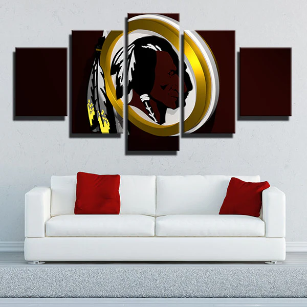 Washington Redskins NFL Football Team 3D Logo 5 Piece Canvas Wall Art Painting Wallpaper Poster Picture Print Photo Decor