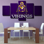 NFL Minnesota Vikings Football Team Logo 5 Piece Canvas Wall Art Painting Wallpaper Poster Picture Print Photo Decor