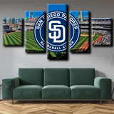 MLB San Diego Padres Baseball Team Logo & Stadium 5 Piece Canvas Wall Art Painting Wallpaper Poster Picture Print Photo Decor