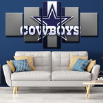Dallas Cowboys NFL Sports Team Logo Football 5 Piece Canvas Wall Art Painting Wallpaper Poster Picture Print Photo Decor