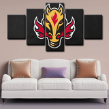 NHL Hockey Sports Team Calgary Flames Logo Badge 5 Piece Canvas Wall Art Painting Wallpaper Poster Picture Print Photo Decor