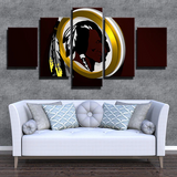 Washington Redskins NFL Football Team 3D Logo 5 Piece Canvas Wall Art Painting Wallpaper Poster Picture Print Photo Decor