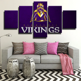NFL Minnesota Vikings Football Team Logo 5 Piece Canvas Wall Art Painting Wallpaper Poster Picture Print Photo Decor