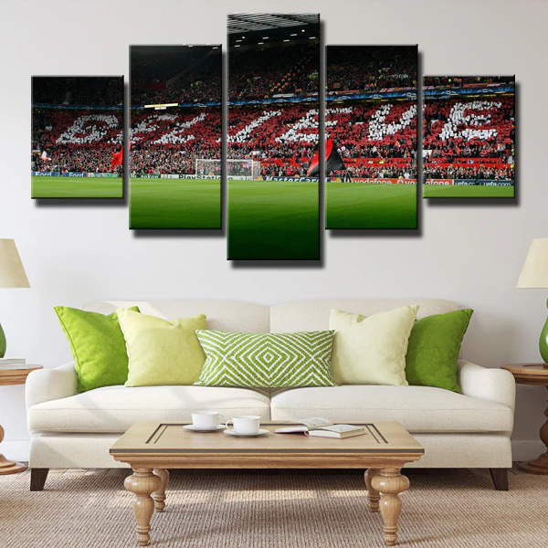 Manchester United Believe Old Trafford Football Stadium 5 Piece Canvas Wall Art Painting Wallpaper Poster Picture Print Photo Decor