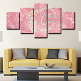 NHL Hockey Sports Team Calgary Flames Logo 5 Piece Canvas Wall Art Painting Wallpaper Poster Picture Print Photo Decor