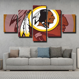 Washington Redskins NFL Football Team Lamination Logo 5 Piece Canvas Wall Art Painting Wallpaper Poster Picture Print Photo Decor