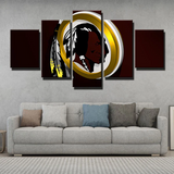 Washington Redskins NFL Football Team 3D Logo 5 Piece Canvas Wall Art Painting Wallpaper Poster Picture Print Photo Decor