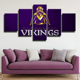 NFL Minnesota Vikings Football Team Logo 5 Piece Canvas Wall Art Painting Wallpaper Poster Picture Print Photo Decor