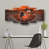 Baltimore Orioles MLB Baseball Team and Stadium 5 Piece Canvas Wall Art Painting Wallpaper Poster Picture Print Photo Decor