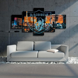 Las Vegas Raiders NFL Football Team Logo & Cityscape 5 Piece Canvas Wall Art Painting Wallpaper Poster Picture Print Photo Decor
